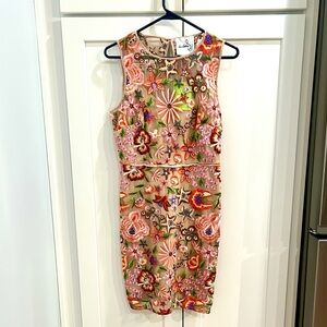 Sam Edelman Multicolor Floral Embroidered Midi Dress